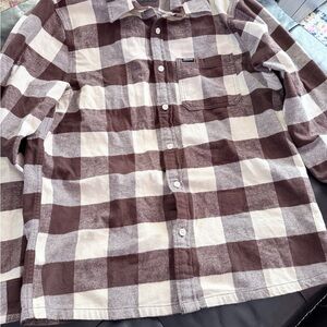 Hollister Brown and Cream Checkered Shirt